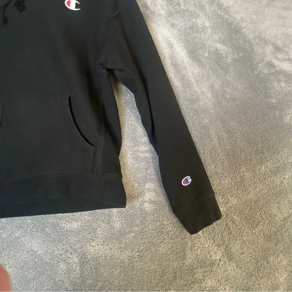 Champion Reverse Weave Black Hoodie Women’s Small Stretch Side Panel Classic Fit - Picture 6 of 14